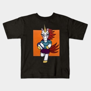 Rugby Unicorn - Running with Ball - Animals of Inspiration Kids T-Shirt